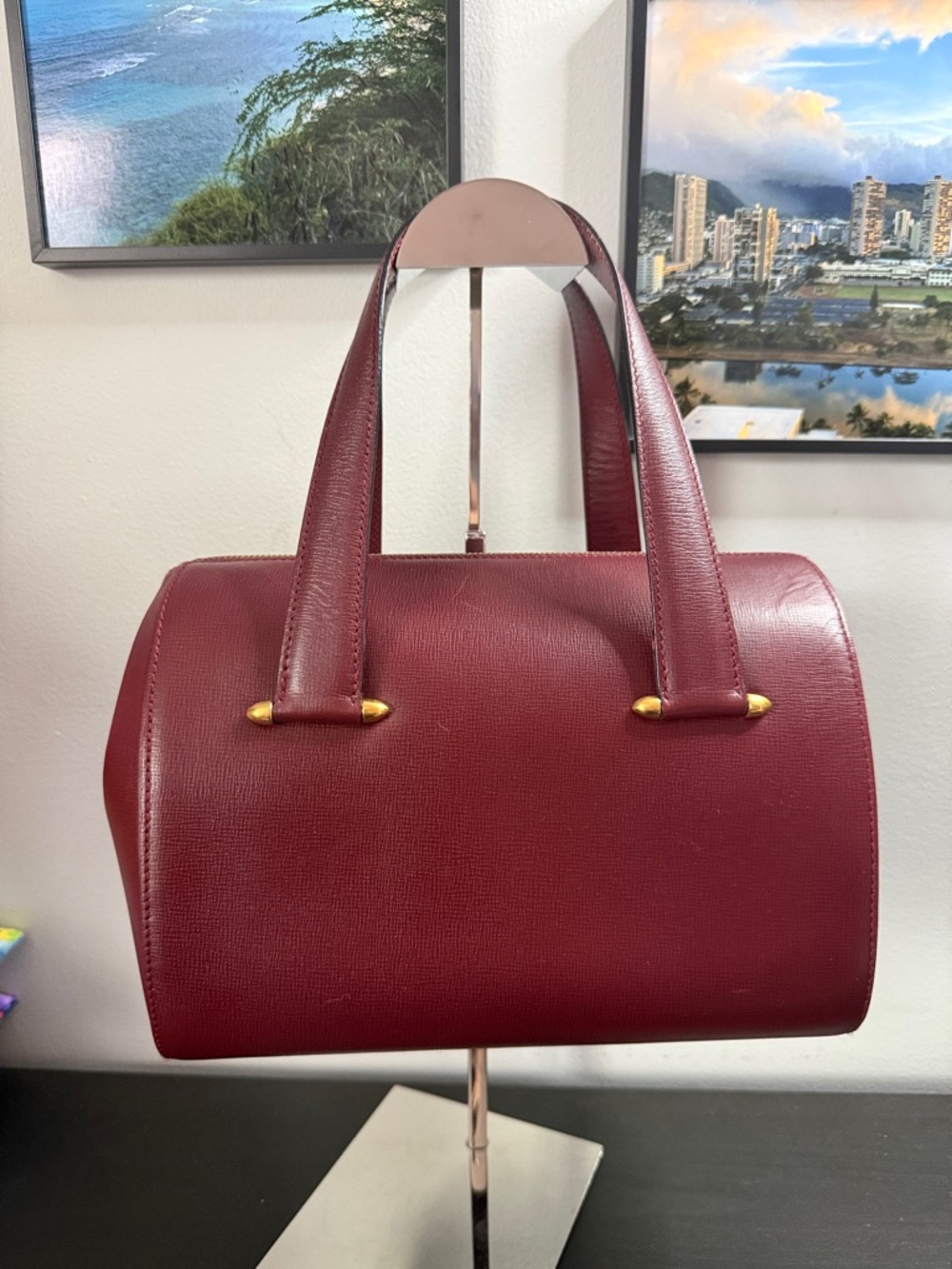 Cartier Vintage Must deCartier Boston Bag in Bordeaux